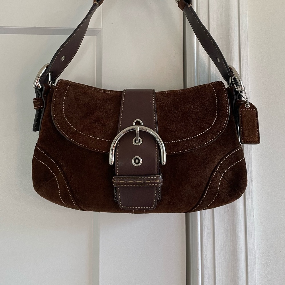 Vintage Coach Mini Soho Dark Brown Suede shoulder bag